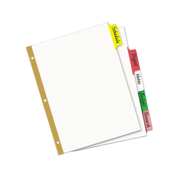 5-Tab Write On Binder Sections